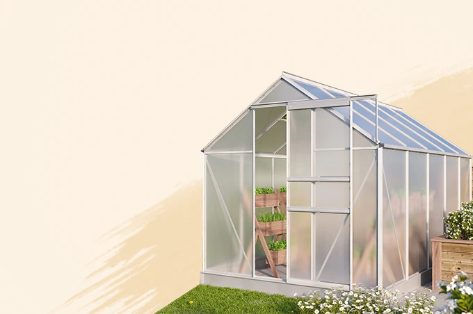 Üvegház, kerti tárolás, műanyag üvegház a kertben, gyönyörű kert | Kertihobbi webáruház