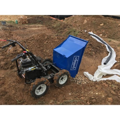 Scheppach DP 3000 - kerekes 4 x 4 meghajtású minidömper mechanikus billenéssel és 300 kg-os terheléssel