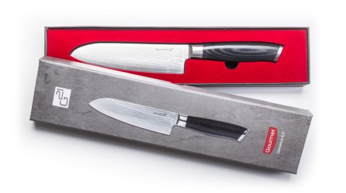 G21 Gourmet Damascus késkészlet bambusz blokkban 4 db + köszörűkő