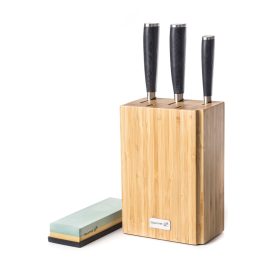   Késkészlet G21 Gourmet Premium 3 db bambusz késtartóban + csiszolókő