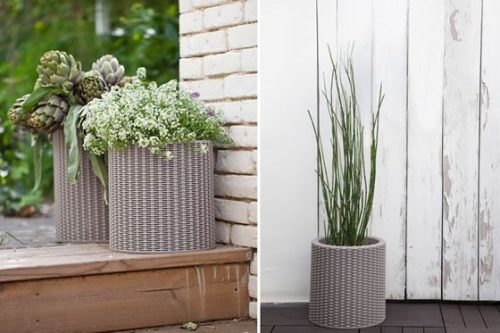 Keter Cylinder M virágcserép Silver Grey