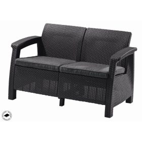  Keter Corfu kerti bútor love seat kétszemélyes kanapé, grafitszürke