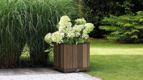 Keter Deco négyzet alakú virágcserép, diófa