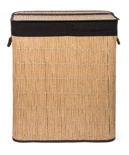 G21-es 105 literes szennyeskosár elválasztókkal, rattan utánzat, barna betéttel