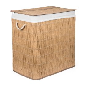   G21-es 150 literes szennyeskosár elválasztókkal, rattan utánzat, fehér betéttel