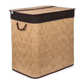   G21-es 150 literes szennyeskosár elválasztókkal, rattan utánzat, barna betéttel