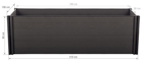 Magaságyás G21 Crop 210 x 106 x 80, WPC, ébenfa