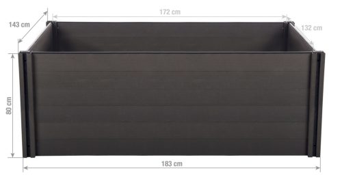 Magaságyás G21 Crop 183 x 143 x 80, WPC, ébenfa