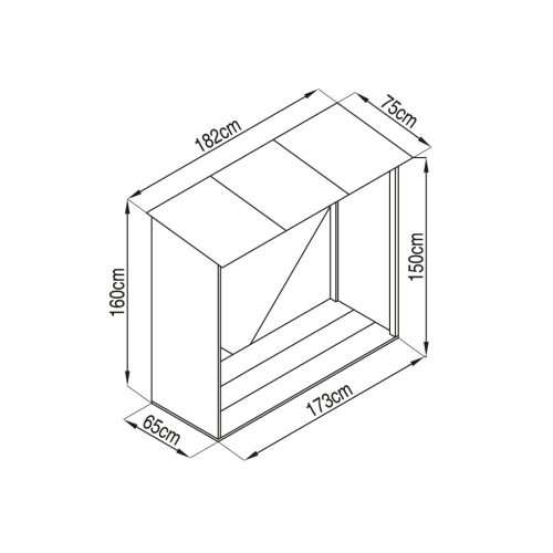 Tüzifa tároló 1,7m3, 182 x 75 cm, szürke, Penta G21