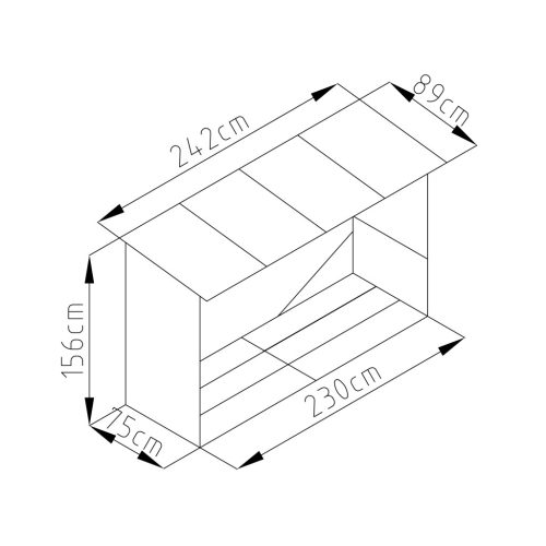 G21 WOH 335 tüzifa tároló - 242 x 89 cm, zöld