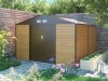 G21 GAH 1085 barna famintás fém kerti tároló ház, kb. 3,3 X 3,1 méter alapterület