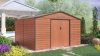 G21 GAH 1085 barna famintás fém kerti tároló ház, kb. 3,3 X 3,1 méter alapterület