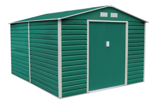 Kerti tároló ház kb. 3,3 X 3,1 méter alapterület, fém, zöld, GAH1085 G21 63900578
