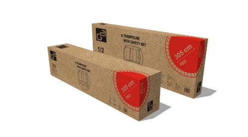 G21 SpaceJump trambulin védőhalóval, 305 cm, ajándék létrával, piros színben