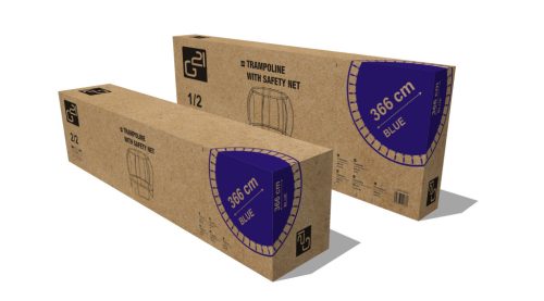 G21 SpaceJump trambulin védőhalóval, 366 cm, ajándék létrával, kék színben