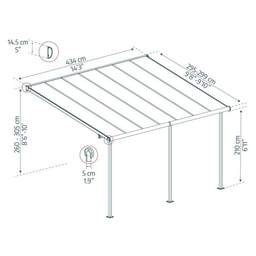 Palram - Canopia Capri 4200 szürke 3 x 4,25