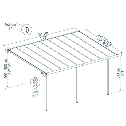 Palram - Canopia Capri 5400 szürke 3 x 5,46