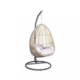   ALANISLG függő fotel világos szürke színben - bézs kosárral