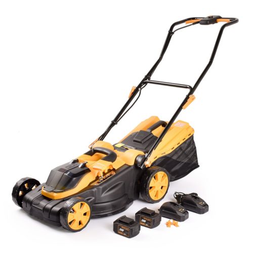 Riwall PRO RALM 3820 set - akkus fűnyíró 20V s szénkefe nélküli motorral (2 db 4Ah akkuval és töltővel)