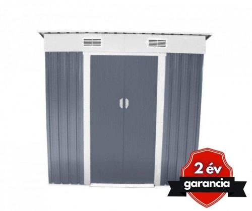 Kerti tároló ház kb. 2 X 1,3 méter alapterület, fém, szürke, HECHT