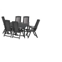 hecht műanyag uv álló kerti bútor szett, 6 szék 1 asztal grafit szürke szín kert és hobbi