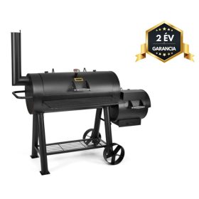   HECHT SENTINEL-MAX Faszenes kerti grill, smoker, két tűztér, hatalmas méret