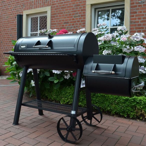 HECHT SENTINEL-MAX Faszenes kerti grill, smoker, két tűztér, hatalmas méret