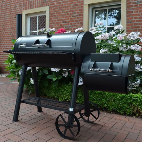 HECHT SENTINEL-XL Faszenes kerti grill, smoker, két tűztér, nagy méret