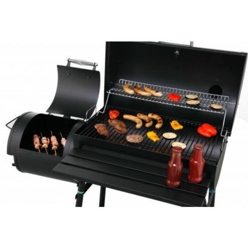 HECHT SENTINEL-XL Faszenes kerti grill, smoker, két tűztér, nagy méret
