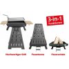 HECHT VESUV Faszenes kerti grill, BBQ+tTŰZRAKÓ+GRILL, 3IN1