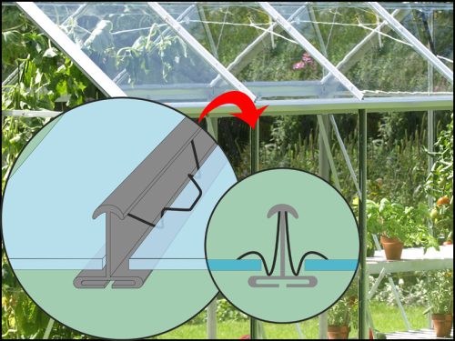üvegház VITAVIA URANUS 11500 tiszta üveg 3 mm zöld színű LG1039