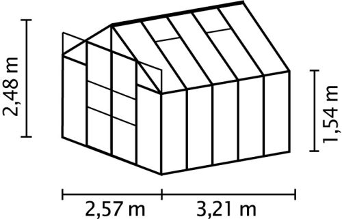 üvegház VITAVIA URANUS 8300 tiszta üveg 3 mm zöld színű LG1041