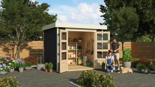 fából készült kerti ház KARIBU ASKOLA 3 (82902) terragrau LG1761