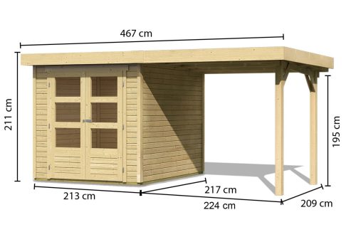 fából készült kerti ház KARIBU ASKOLA 2 + egy menedéket 240 cm (73245) natur LG1762