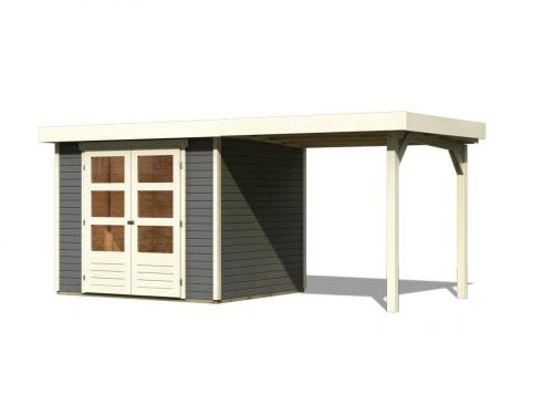 fából készült kerti ház KARIBU ASKOLA 3 + egy menedéket 240 cm (82905) terragrau LG1765
