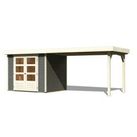   fából készült kerti ház KARIBU ASKOLA 3 + egy menedéket 280 cm (82924) terragrau LG1769
