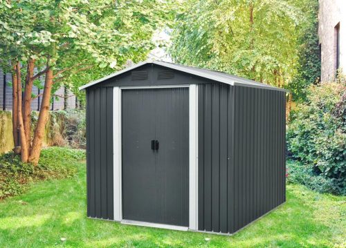 Kerti szerszámtároló ház kb. 2,9 X 1,6 méter alapterület, fém, antracit MAXTORE 106 