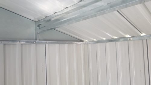 Kerti szerszámtároló ház kb. 3 X 2,5 méter alapterület, fém, zöld-fehér  MAXTORE 1012 