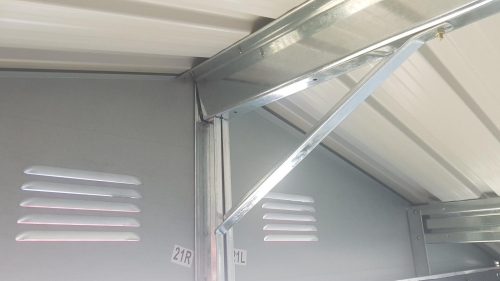 Kerti szerszámtároló ház kb. 3 X 2,5 méter alapterület, fém, zöld-fehér  MAXTORE 1012 