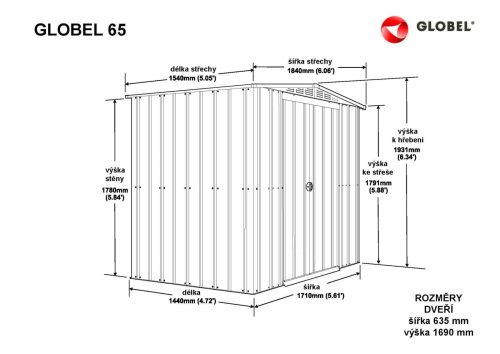 fém kerti ház GLOBEL 65 ANTRACIT + napfénytető LG2068
