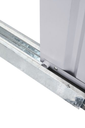 Kerti szerszámtároló ház kb. 3x2,4 méter alapterület, fém, ezüst szürke színű, GLOBEL108+napfénytető