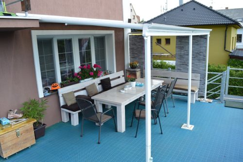 alumínium pergola LANITPLAST WALL 33 fehér + bronz PC LG2121