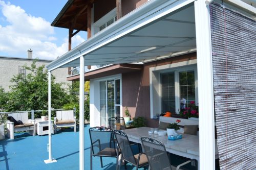 alumínium pergola LANITPLAST WALL 53 fehér + bronz PC LG2131