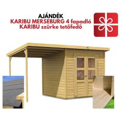   KARIBU MERSEBURG 4 fából készült kerti ház 166cm előtetővel + ajándék padló + tetőfedő anyag