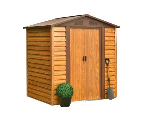 Kerti szerszámtároló ház kb. 2,0 X 1,5 méter alapterület, fém, barna famintás MAXTORE WOOD 65 