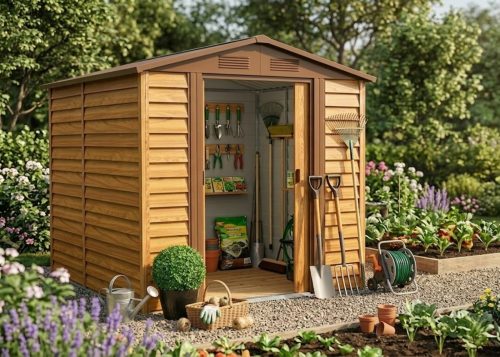 fém kerti ház LANITPLAST MAXTORE WOOD 86 LG2301