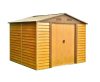 Kerti szerszámtároló ház kb. 3,1 X 3,5 méter alapterület, fém, barna famintás MAXTORE WOOD 1112 