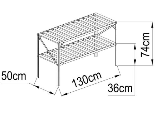 alumínium állvány LANITPLAST 130x50 cm 2 db polccal ezüst GSB2 LG2632