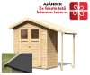 KARIBU DANA fából készült kerti ház + Ajándék fekete tetőfedés