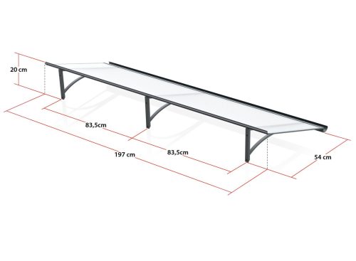 bejárati előtető LANITPLAST SAMBA XL 197/54 antracit LG2763